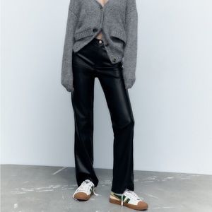 Zara straight leg, mid rise leather pants
